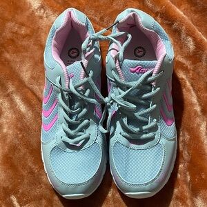 Gray and Pink Athletic Sneakers